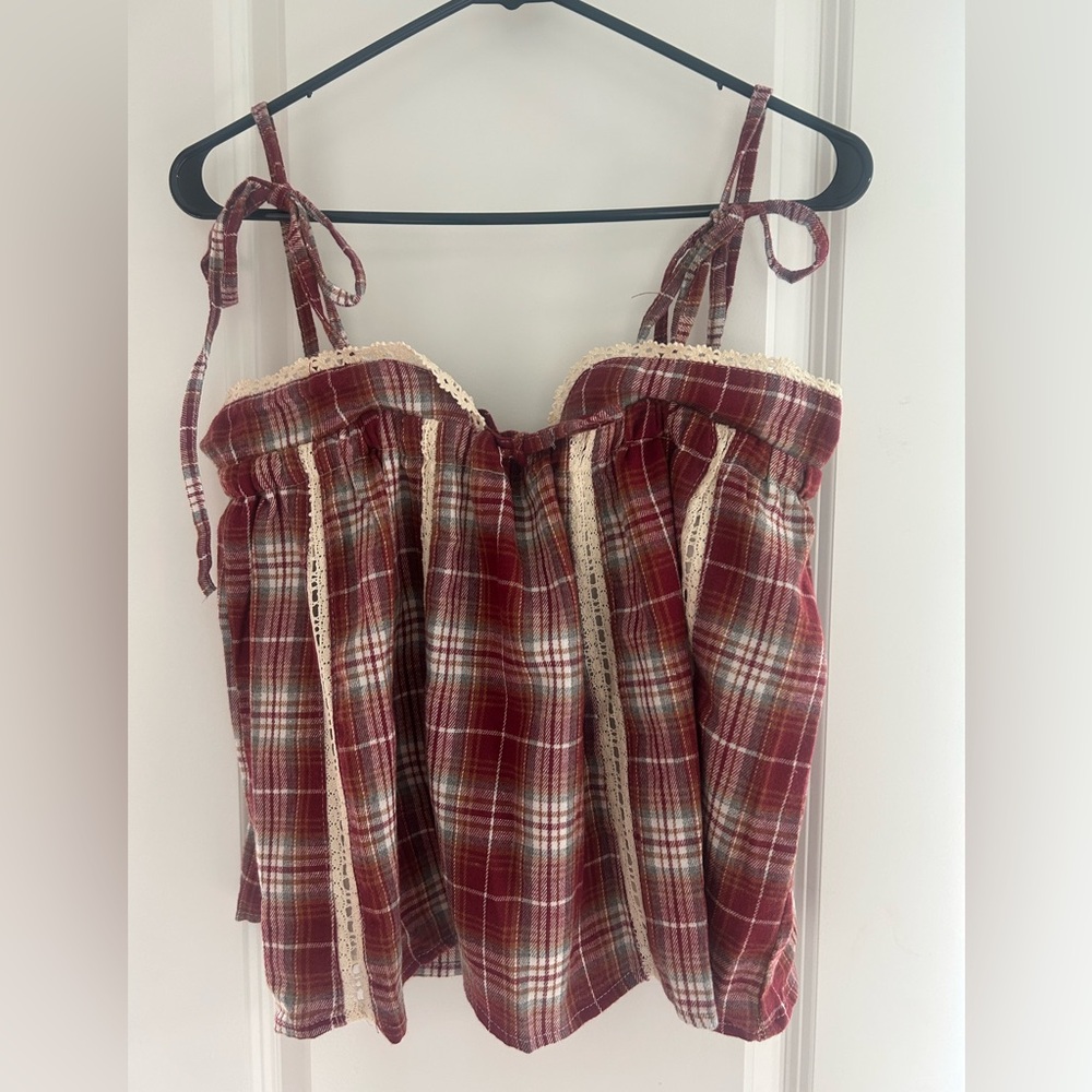 Plaid frilly camisole